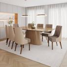 Conjunto Mesa Olívia 200cm com Vidro 08 Cadeiras Ivy