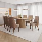 Conjunto Mesa Olívia 200cm com Vidro 08 Cadeiras Ivy