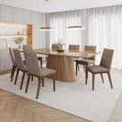 Conjunto Mesa Olívia 200cm com Vidro 8 Cadeiras Elena