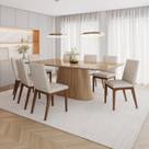 Conjunto Mesa Olívia 200cm com Vidro 8 Cadeiras Elena