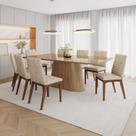 Conjunto Mesa Olívia 200cm com Vidro 8 Cadeiras Elena