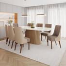 Conjunto Mesa Olívia 200cm com Vidro 8 Cadeiras Ivy