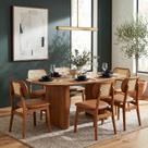 Conjunto Mesa Organik 180x90cm + 6 Cadeiras Organik - Amêndoa Assento Estofado Corano Marrom Mescla