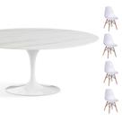 Conjunto Mesa Oval 160x90cm + 4 Cadeiras Branca