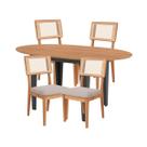 Conjunto Mesa Oval Extensível com 4 Cadeiras MDF Estofadas Bege Dalla Costa