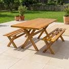Conjunto Mesa para Área Externa com 2 Bancos em Madeira Maciça 200x80cm Kit Churrasco Yescasa Mel