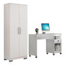 Conjunto Mesa para Computador Giga e Armário Multiuso 2 Portas Natal Branco