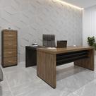 Conjunto Mesa Para Escritório Tamburato 1600 e Mesa De Apoio 890 e Arquivo com 4 Gavetas Tamburato Charuto com Preto Conjunto Mesa Para Escritório Tamburato 1600 e Mesa De Apoio 890 e Arquivo com 4 Gavetas Tamburato Charuto com Preto