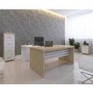 Conjunto Mesa para Escritorio Tamburato 1600 e Mesa De Apoio 890 e Gavateiro com 3 Gavetas e Arquivo com 4 Gavetas Tamburato Cor Carvalho com Branco