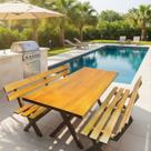Conjunto Mesa para Jardim com 2 Bancos Kit Churrasco Yescasa