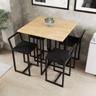 Conjunto Mesa Pinus 4 Cadeiras Estofado Industrial Black