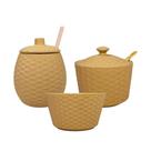 Conjunto Mesa Posta Decorativa Bege Retro Cozinha Café Leite
