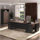 Conjunto Mesa Presidente e Armário com Nicho Cor Charuto com Preto
