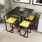 Conjunto Mesa Preta 4 Cadeiras Pequena Estofado Industrial Black