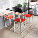 Conjunto Mesa Preta 4 Cadeiras Pequena Estofado Industrial White