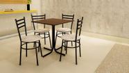 Conjunto Mesa Preta Tampo Imbuia 70x70 Laumar com 4 Cadeiras Epoxi