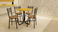 Conjunto Mesa Preta Tampo Madeira Natural 70x70 Laumar com 4 Cadeiras Epoxi