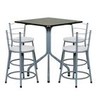 Conjunto Mesa Quadrada 70cm Cinza Com 4 Banquetas Epoxi