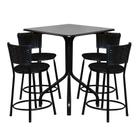 Conjunto Mesa Quadrada 70cm Preta Com 4 Banquetas junco