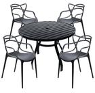 Conjunto Mesa Redonda 1,20m Alumínio + 4 Cadeiras Alegra Polipropileno Resistente para Ambientes Internos e Externos