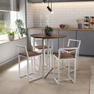 Conjunto Mesa Redonda 4 Cadeiras Pequena Imbuia Industrial White