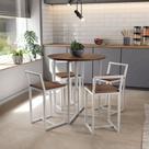 Conjunto Mesa Redonda 4 Cadeiras Pequena Imbuia Industrial White