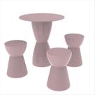 Conjunto Mesa Redonda 60x82cm 3 Banquetas Fit Grifit Rosa/Calla Rose