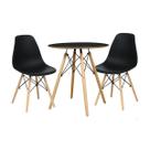 Conjunto Mesa Redonda Chanfrada Preta Eames 70cm com 2 Cadeiras Preta Eames DSW - La Mobilia