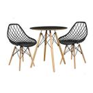 Conjunto Mesa Redonda Chanfrada Preta Eames 70cm com 2 Cadeiras Preta Kaila DSW - La Mobilia