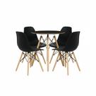 Conjunto Mesa Redonda Chanfrada Preta Eames 70cm com 4 Cadeiras Preta Eames DSW - La Mobilia