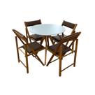 Conjunto Mesa Redonda com 4 Cadeiras Dobráveis Estofadas