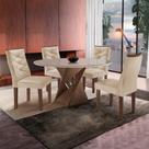 Conjunto Mesa Redonda com Vidro e 4 Cadeiras Tampo Barcelona Yescasa