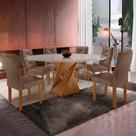 Conjunto Mesa Redonda com Vidro e 6 Cadeiras Tampo 120cmx120cm Barcelona Yescasa