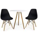 Conjunto Mesa Redonda Cozinha 70cm 2 Cadeiras Pés De Madeira