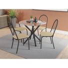 Conjunto Mesa Redonda de Vidro e 4 Cadeiras Noruega Kappesberg Preto/Nude