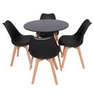 Conjunto Mesa Redonda Eiffel 70cm Preta com 4 Cadeiras Saarinen Preta