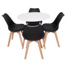 Conjunto Mesa Redonda Eiffel Branca 70cm com 4 Cadeiras Saarinen Preta Conjunto Mesa Redonda Eiffel Branca 70cm com 4 Cadeiras Saarinen Preta