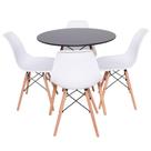Conjunto Mesa Redonda Eiffel Preta 70cm com 4 Cadeiras Eiffel Branca