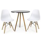 Conjunto Mesa Redonda Jantar 60cm 2 Cadeiras Pés De Madeira