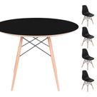 Conjunto Mesa Redonda Preta 120cm + 4 Cadeiras Preta