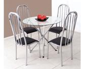 Conjunto Mesa Redonda Vidro 04 Cadeiras Cromada Aço