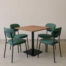 Conjunto Mesa Restaurante 80x80cm Com 04 Cadeiras Estofada Preto Fosco Exclusiva