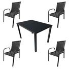 Conjunto Mesa Retangular 1.20x0.80 Com 4 Cadeiras Roma Em Alumínio Área Externa Preto Conjunto Mesa Retangular 1.20x0.80 Com 4 Cadeiras Roma Em Alumínio Área Externa Preto