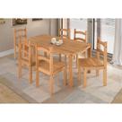 Conjunto Mesa Retangular e 6 Cadeiras de Madeira Maciça Natural