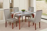 Conjunto Mesa Retangular Floripa 4 Cadeiras 1,140X0,93 Tampo em Vidro Off White