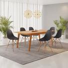 Conjunto Mesa Retangular MDF com 6 Cadeiras Eames PP Yescasa