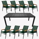 Conjunto Mesa Retangular Ripada de Alumínio com 8 Cadeiras Praia de Jardim para Jantar Conjunto Mesa Retangular Ripada de Alumínio com 8 Cadeiras Praia de Jardim para Jantar