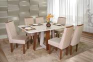 Conjunto Mesa Retangular Vidro Beatriz 6 Cadeiras com Apliques - São Carlos