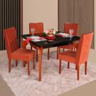 Conjunto Mesa Retangular Vidro Floripa 4 Cadeiras com Apliques - São Carlos
