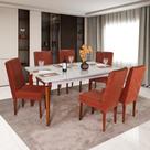 Conjunto Mesa Retangular Vidro Floripa 6 Cadeiras com Apliques - São Carlos